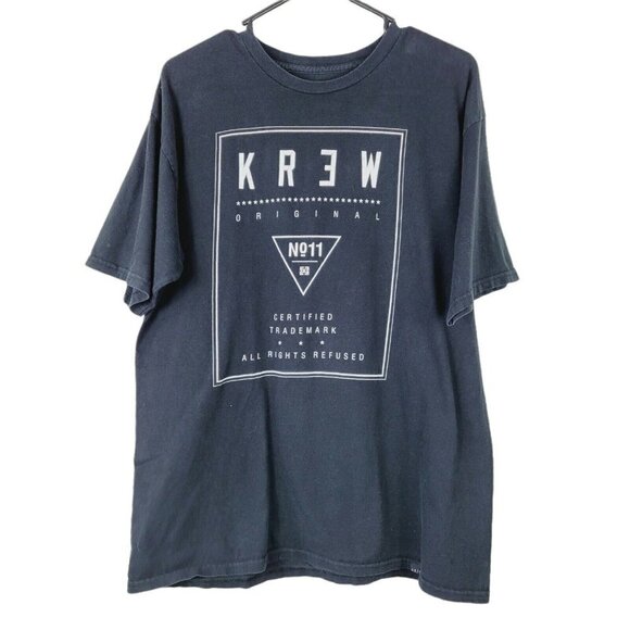 KREW Men's Spellout Graphic T-Shirt Black Sz Large Streetwear Young Men Teens - Picture 1 of 10
